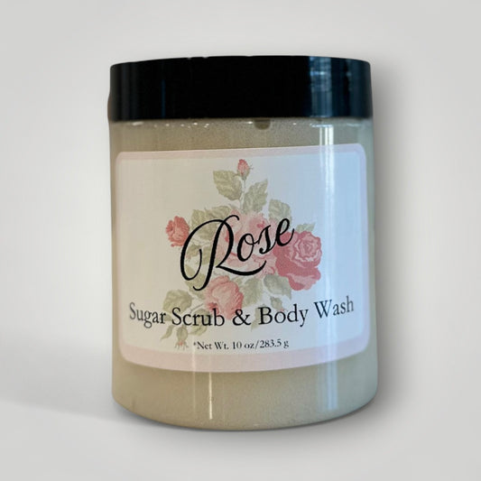 Rose Sugar Scrub and Body Wash - 10 oz